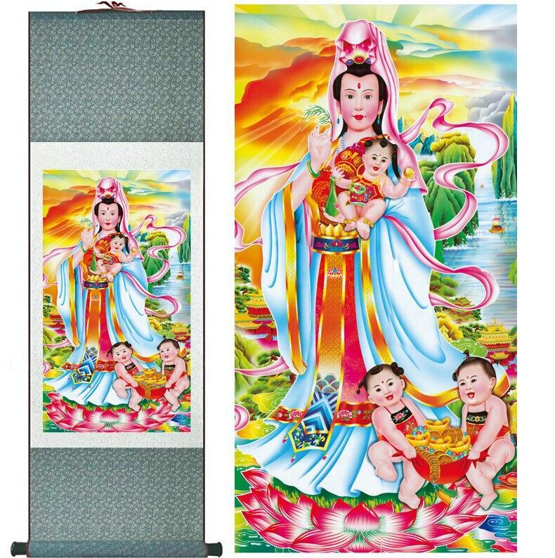 Chinese Scroll Painting Traditional Guanyin painting art Portrait painting Home Office Decoration traditional Songzi Guanyin painting