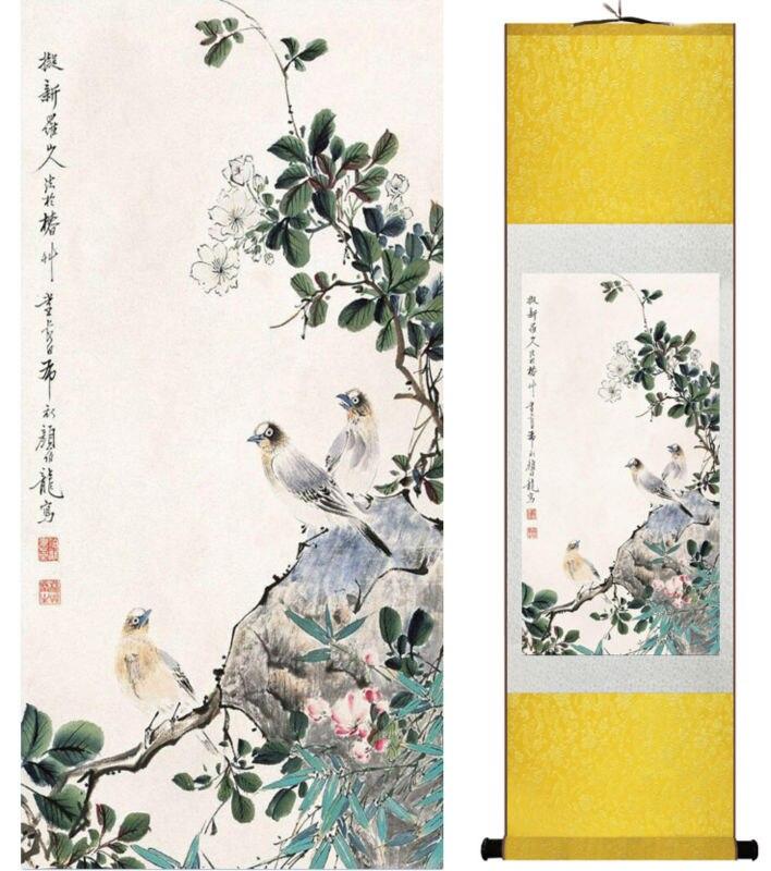 Chinese Scroll Painting YanBolong Bird and flower painting home office decoration painting living room painting