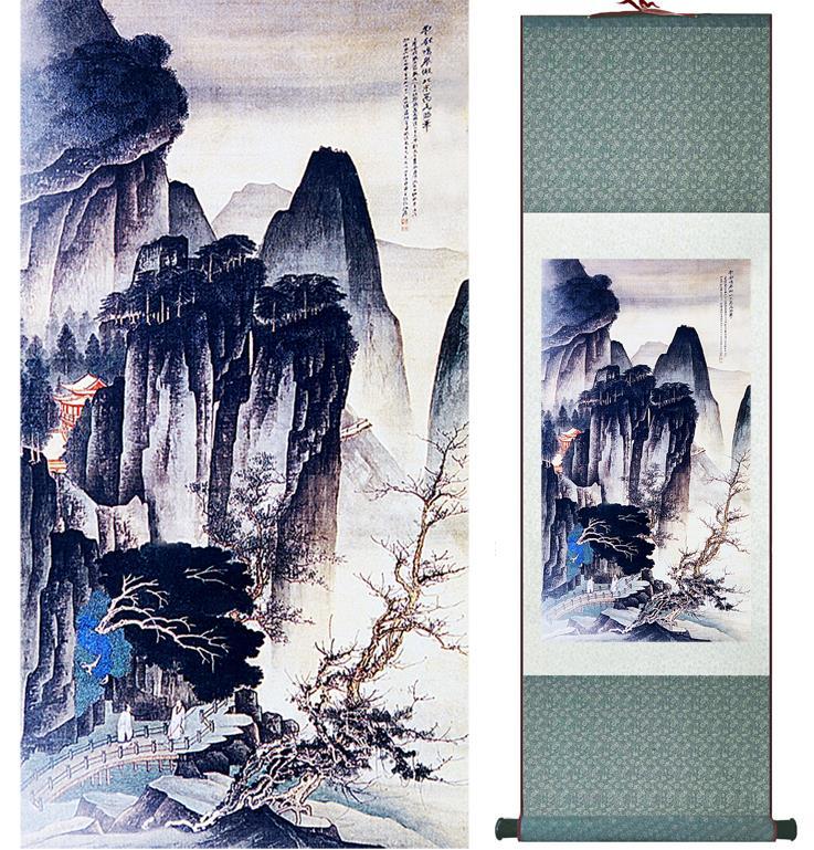 Chinese Scroll Painting ZhangDaqian landscape painting Chinese art Painting Home Office Decoration Chinese painting