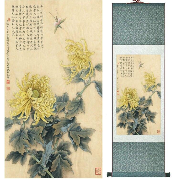 Chinese Scroll Painting chrysanthemum painting Autumn painting Chinese traditional art painting home decoration paintings
