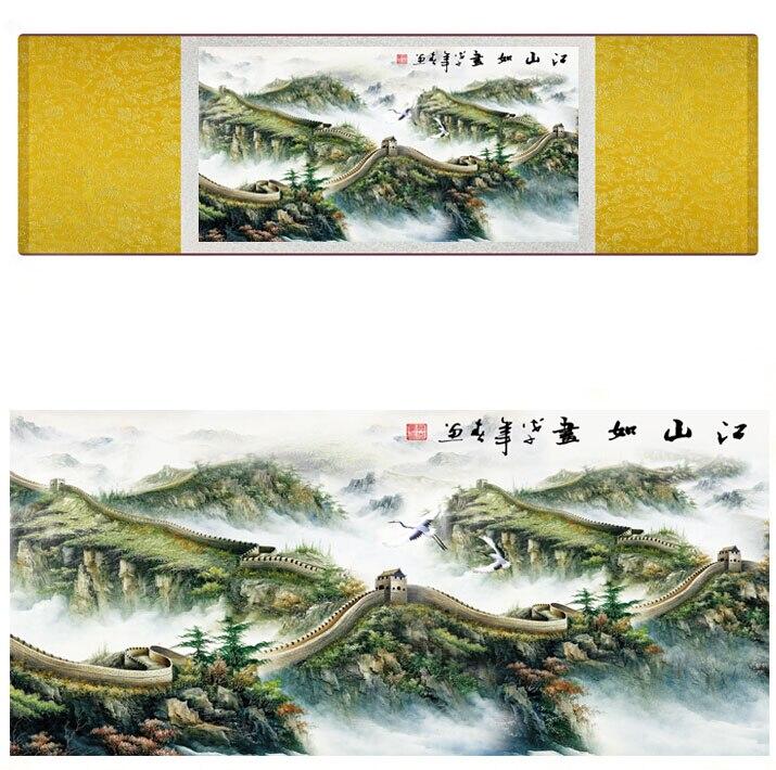 Chinese Scroll Painting landscape art painting Mountain and River art painting mountains painting the Great wall painting