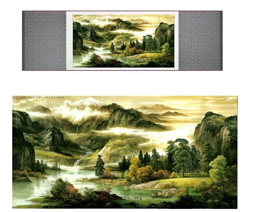 Chinese Scroll Painting landscape art painting Mountain and River art painting silk scroll painting