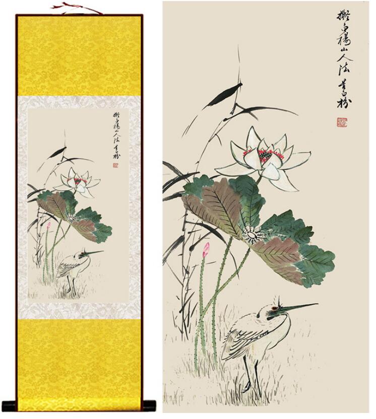Chinese Scroll Painting lotus flower Traditional Chinese Art Painting Chinese ink painting Flower picture painting