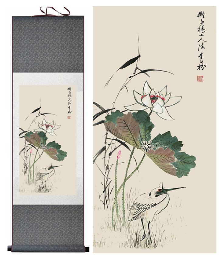 Chinese Scroll Painting lotus flower Traditional Chinese Art Painting Chinese ink painting Flower picture painting