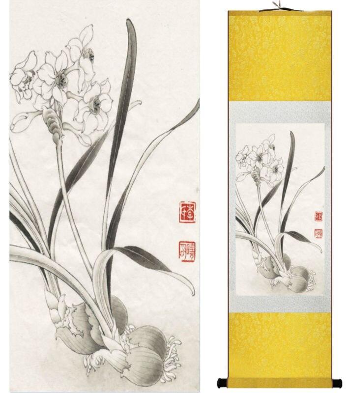 Chinese Scroll Painting narcissus painting Chinese traditional art painting home decoration paintings