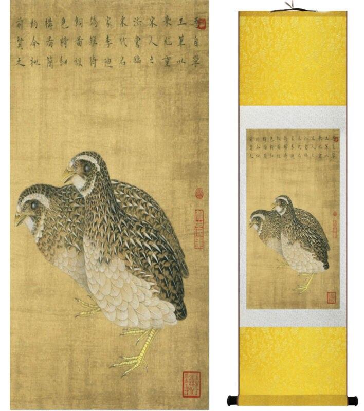 Chinese Scroll Painting partridgen painting traditional birds and flower painting Chinese wash painting home decoration