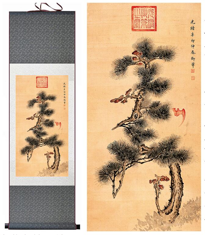 Chinese Scroll Painting pine tree painting Home Office Decoration Chinese scroll painting flower art painting Chinese painting