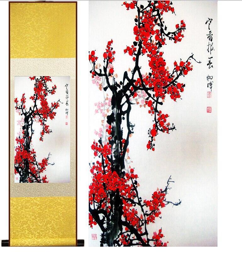 Chinese Scroll Painting plum blossom Flower painting Home Office Decoration Chinese scroll painting plum blossom painting