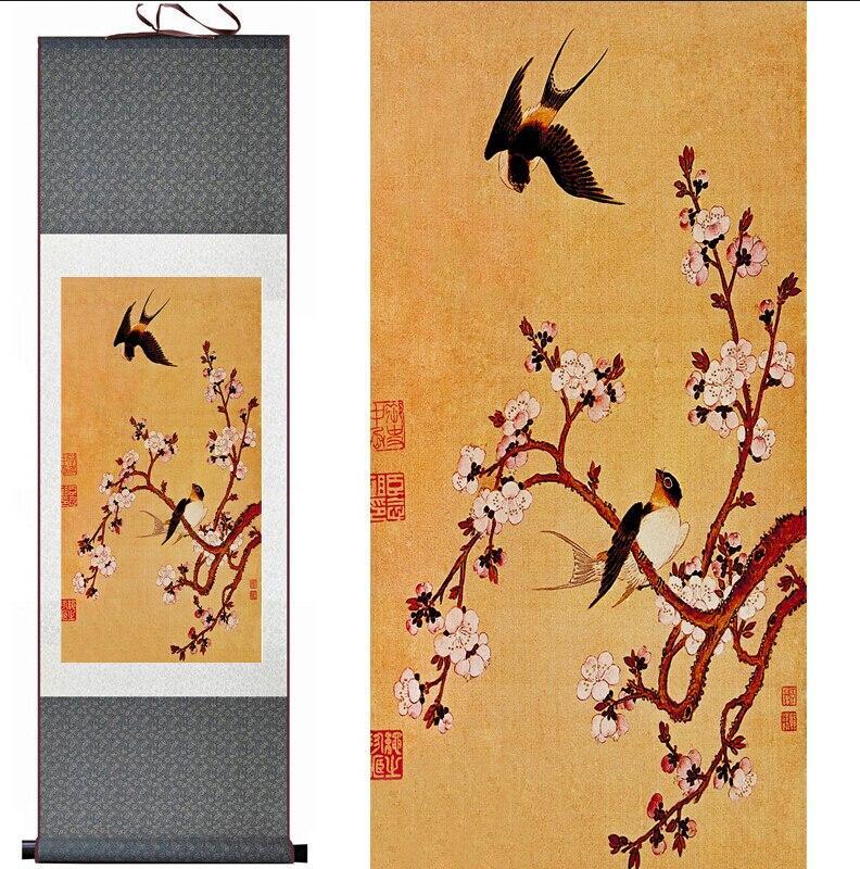 Chinese Scroll Painting plum blossom Painting Home Office Decoration Chinese scroll painting birds painting birds and flower painting
