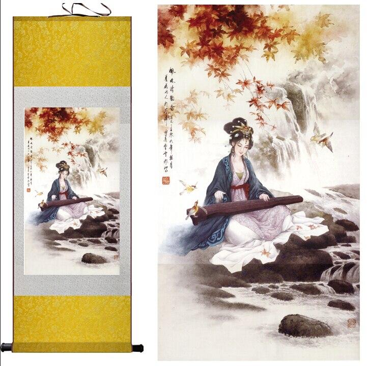 Chinese Scroll Painting portrait painting Home Office Decoration Chinese scroll painting women art painting zhao jun Chu sai painting