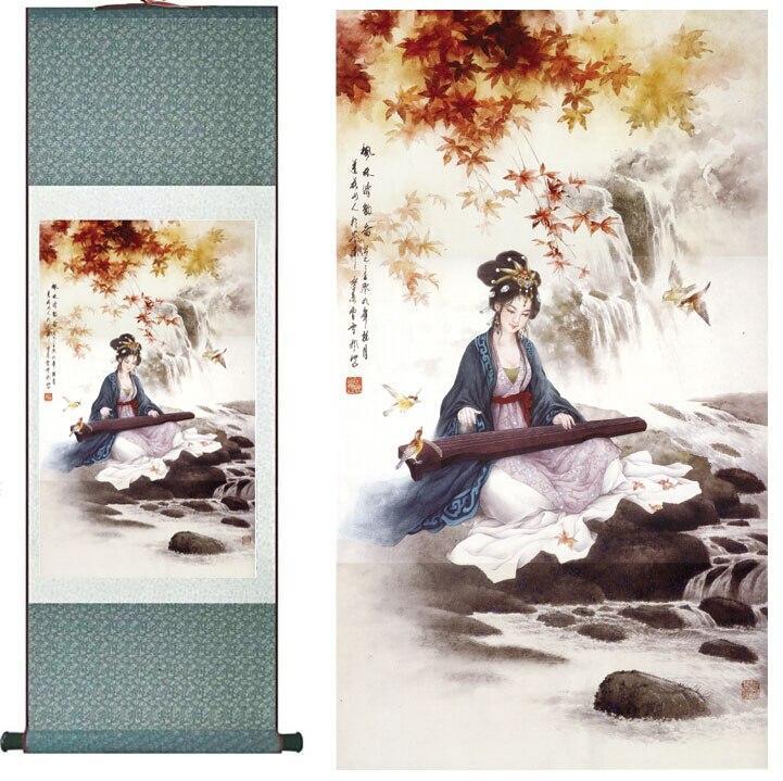 Chinese Scroll Painting portrait painting Home Office Decoration Chinese scroll painting women art painting zhao jun Chu sai painting