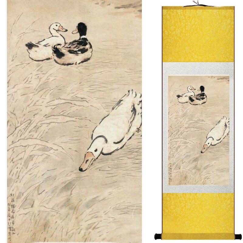 Chinese Scroll Painting traditional Chinese Art Painting Home Office Decoration Chinese painting duck