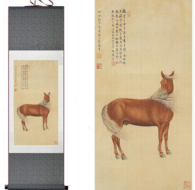 Chinese Scroll Painting traditional Chinese Art Painting Home Office Decoration Chinese painting horse picture
