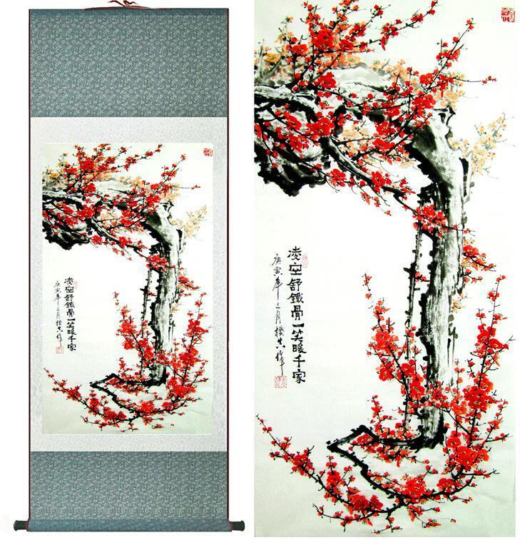 Chinese Scroll Painting traditional Chinese Art Painting Home Office Decoration Chinese painting plum blossom picture