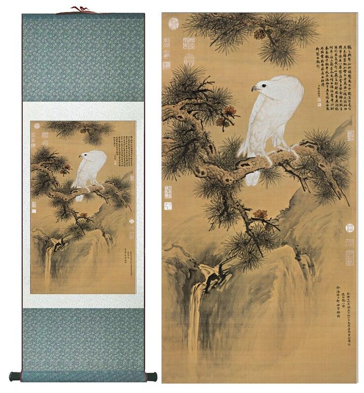 Eagle painting Home Office Decoration Chinese scroll painting eagle on Pine tree painting eagle picture