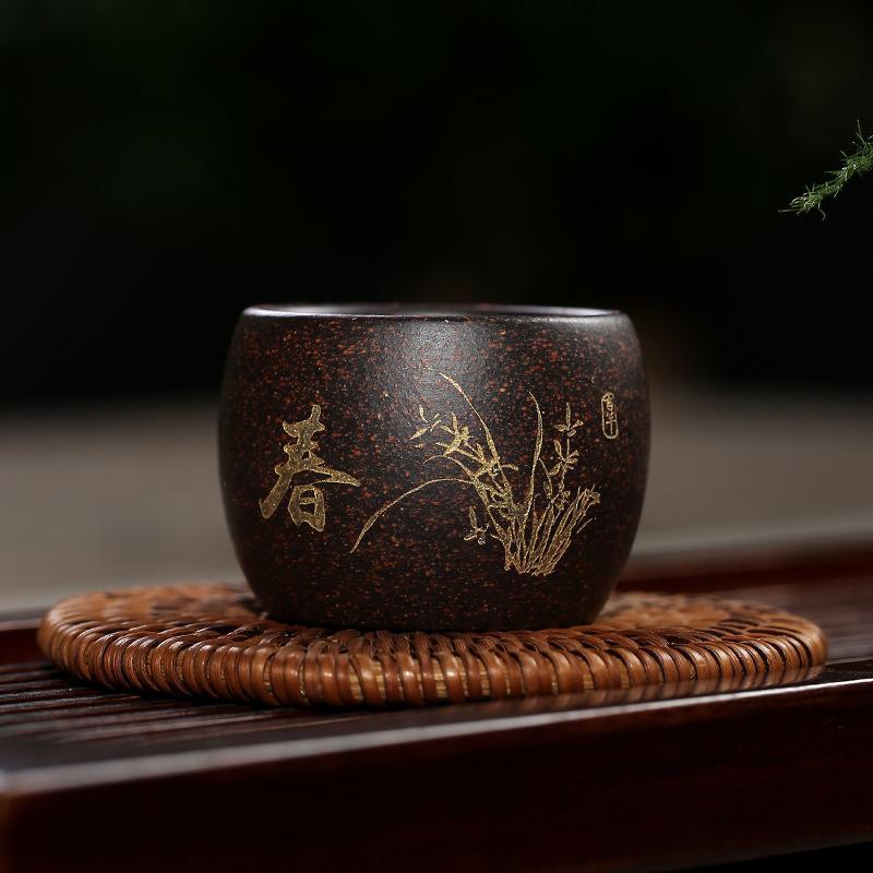 Handmade Yixing Tea Cup 65cc Purple Clay Zisha Tea Cup 4 Seasons Spring Summer Autumn Winter