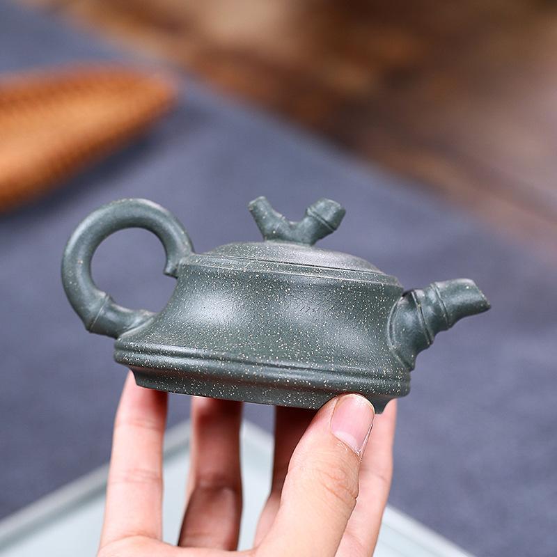 Handmade Yixing Teapot 100cc Purple Clay Zisha Pot Bamboo Pot Green Clay