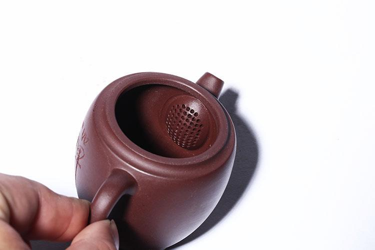 Handmade Yixing Teapot 120cc Purple Clay Zisha Pot Chan Carving Tea Pot