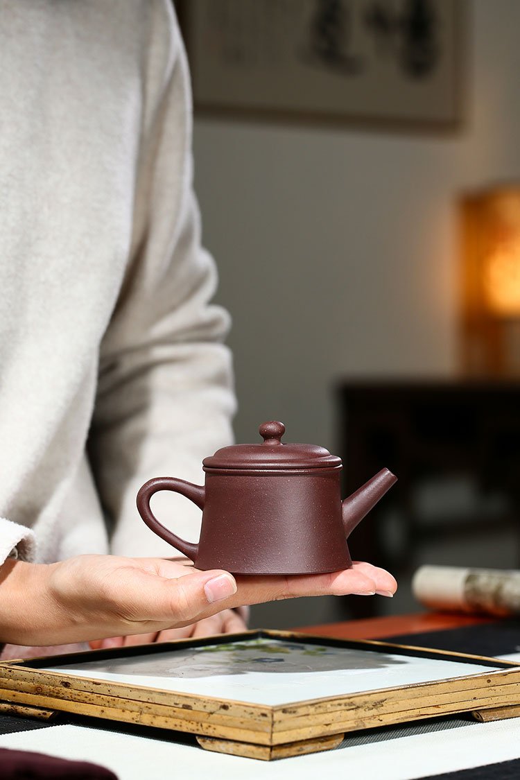 Handmade Yixing Teapot 130cc Purple Clay Zisha Pot Carving Good Luck Tea Pot