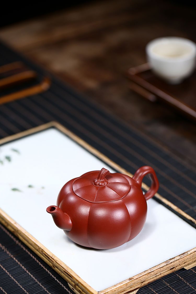Handmade Yixing Teapot 160cc Purple Clay Zisha Pot Pumpkin Tea Pot Red Clay