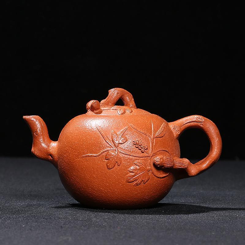 Handmade Yixing Teapot 160cc Squirrel Grapes Purple Clay Zisha Pot