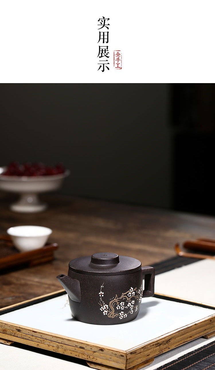 Handmade Yixing Teapot 170cc Purple Clay Zisha Pot Black Clay Hanwa