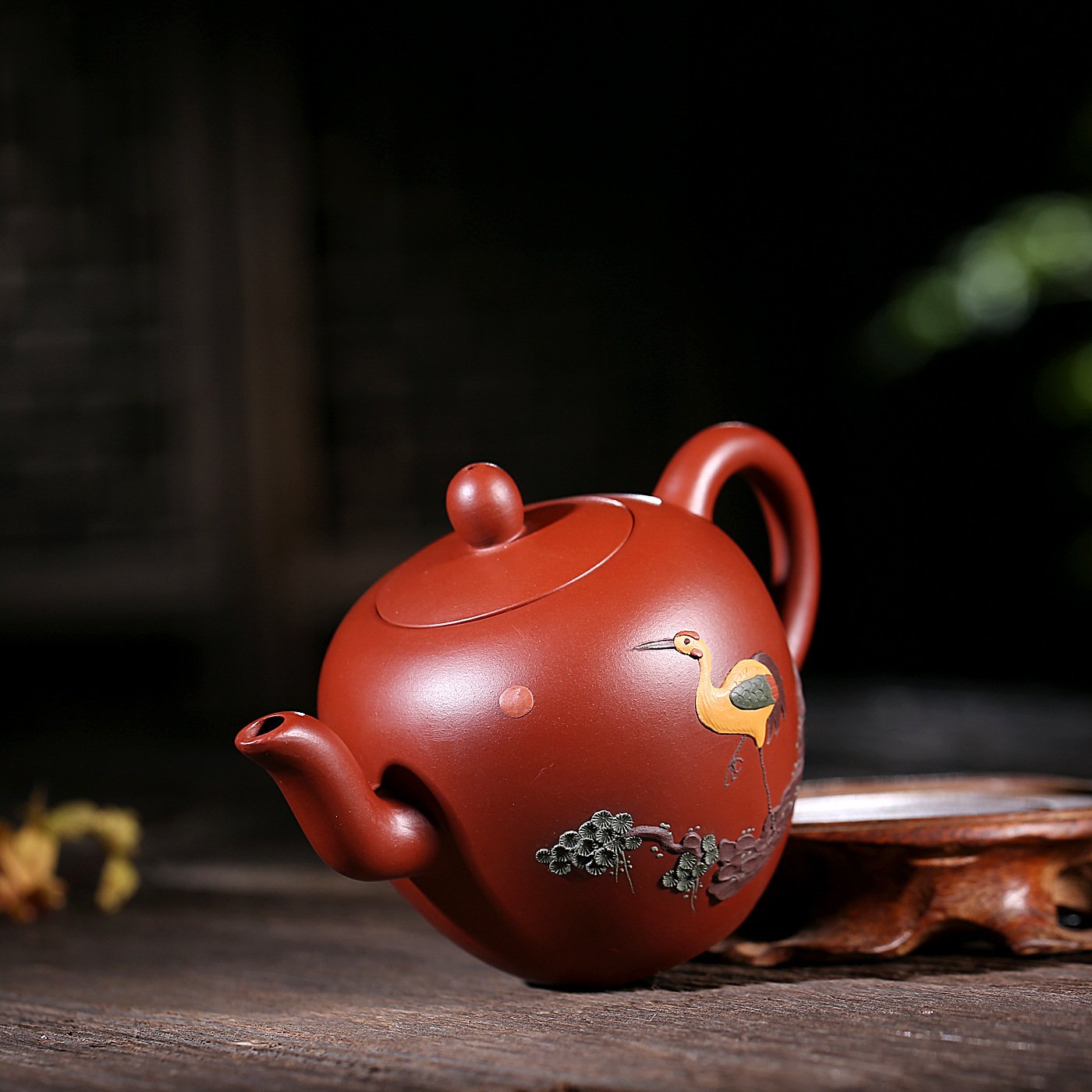Handmade Yixing Teapot 180cc Purple Clay Zisha Pot Bird Cloud Painting