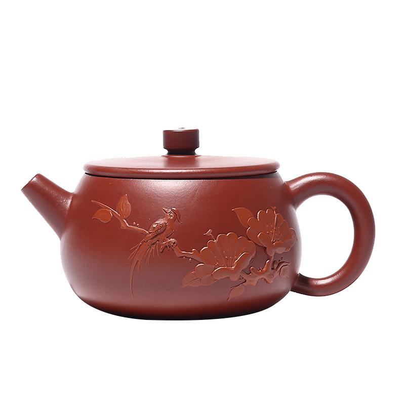 Handmade Yixing Teapot 180cc Purple Clay Zisha Pot Bird Flower Pot