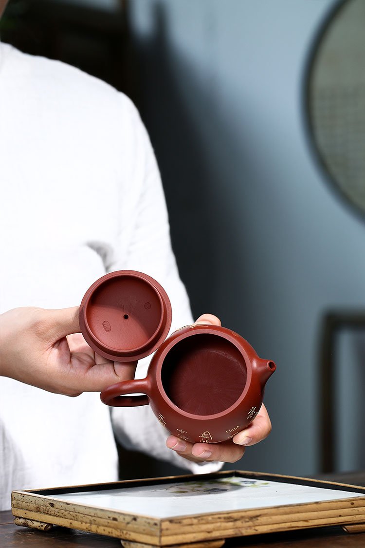 Handmade Yixing Teapot 180cc Purple Clay Zisha Pot Painting Crane Tea Pot