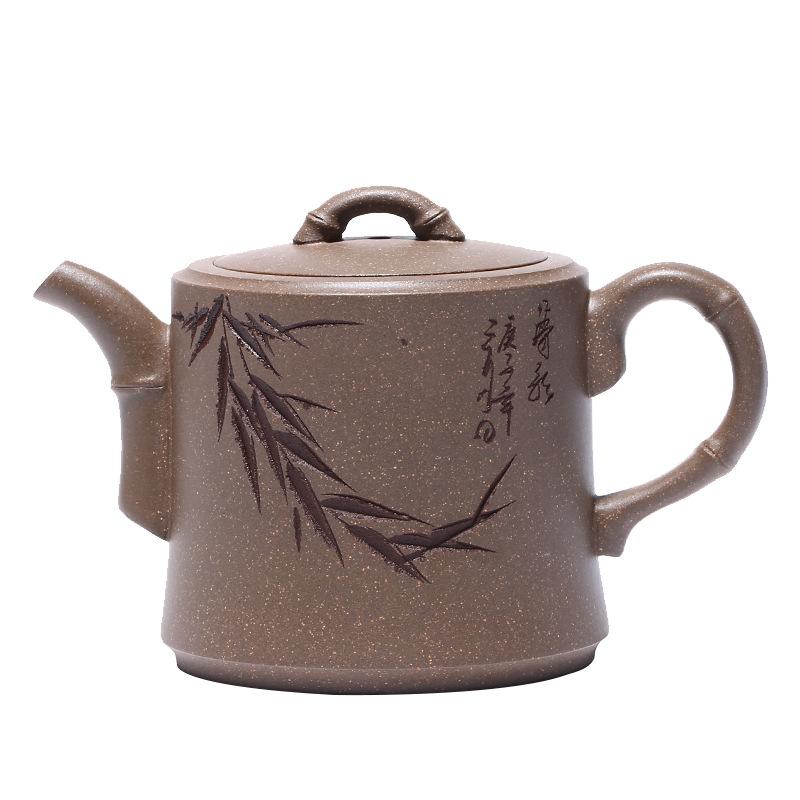 Handmade Yixing Teapot 200cc Purple Clay Zisha Pot Bamboo Duan Clay