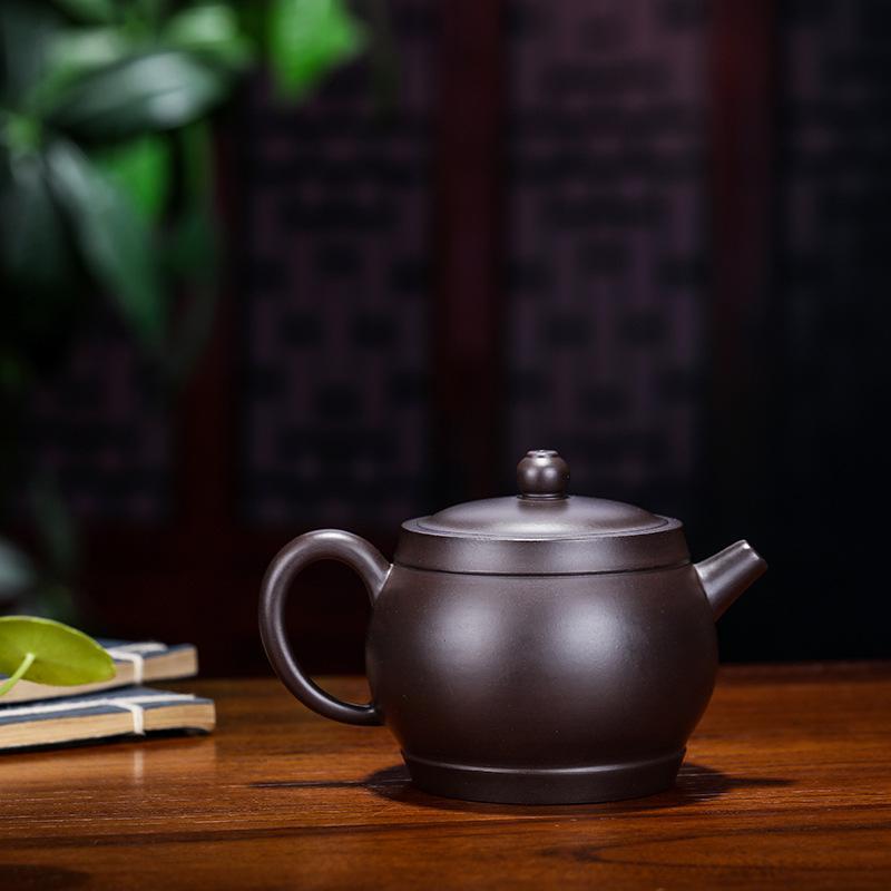 手工宜興紫砂壺 200cc 紫砂壺陳雕黑泥