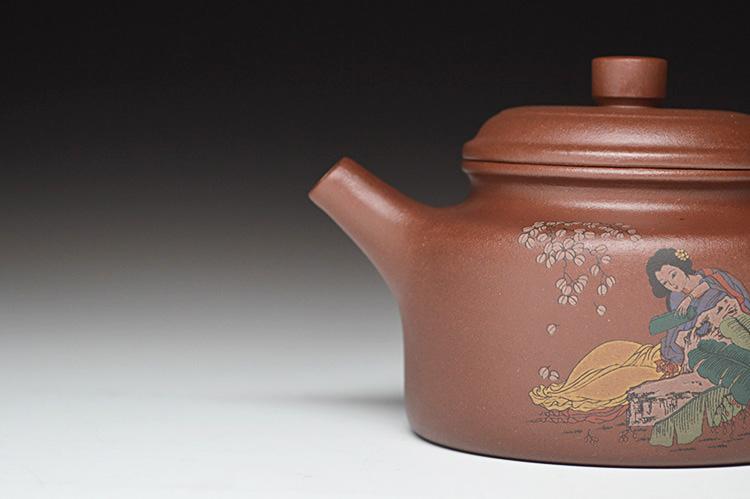 Handmade Yixing Teapot 200cc Purple Clay Zisha Pot Dezhong Painting Pot
