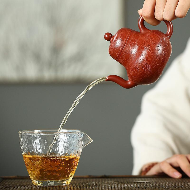 Handmade Yixing Teapot 200cc Purple Clay Zisha Pot Dragon Phoenix Tea Pot Red Clay