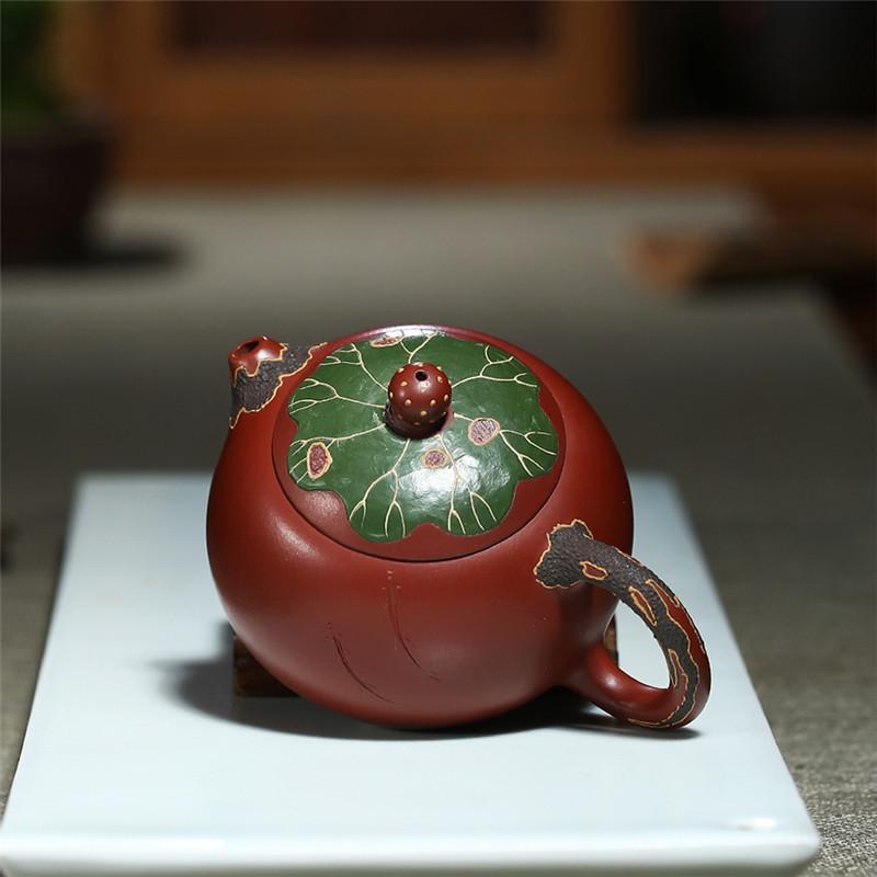 Handmade Yixing Teapot 200cc Purple Clay Zisha Pot Lotus Leaf Xishi Beauty Tea Pot