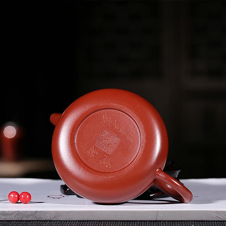 Handmade Yixing Teapot 200cc Purple Clay Zisha Pot Writing Red Clay Tea Pot