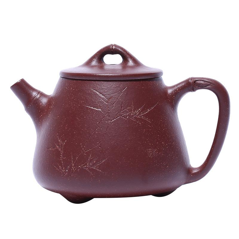Handmade Yixing Teapot 210cc Purple Clay Zisha Pot Bamboo Shipiao Tea Pot