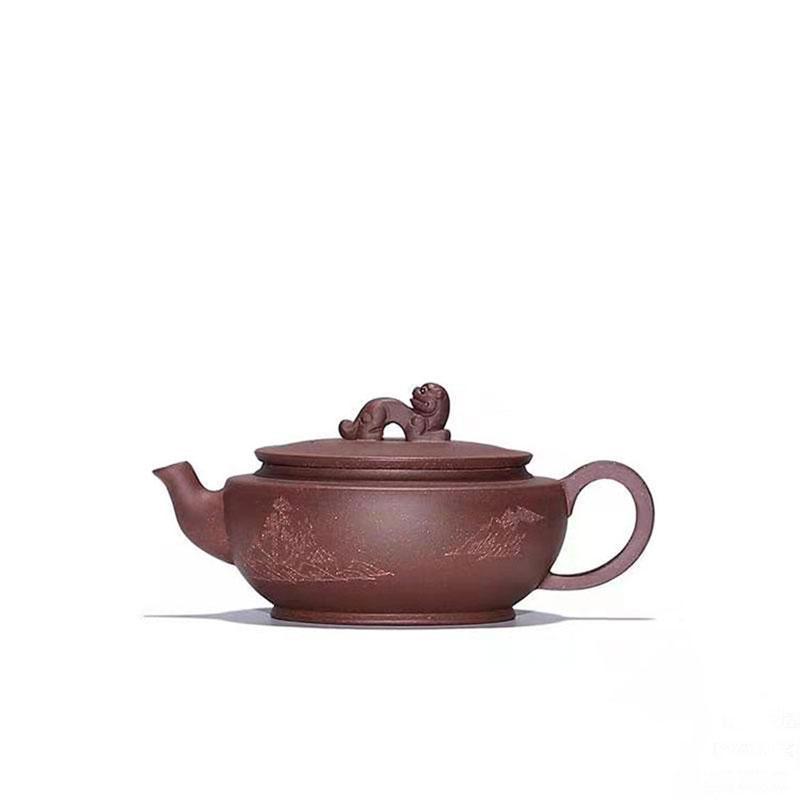 Handmade Yixing Teapot 220cc Purple Clay Zisha Pot Dragon Carving Pot