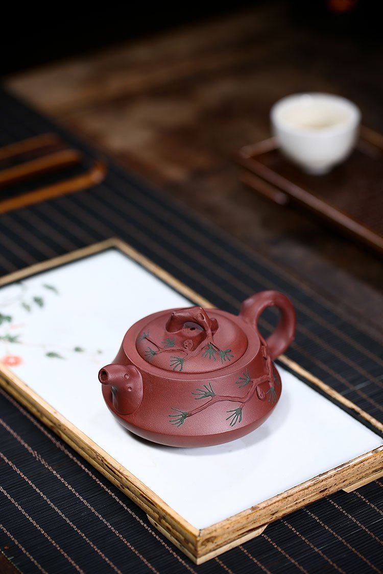 Handmade Yixing Teapot 220cc Purple Clay Zisha Pot Plum Blossom Zhoupan Pot