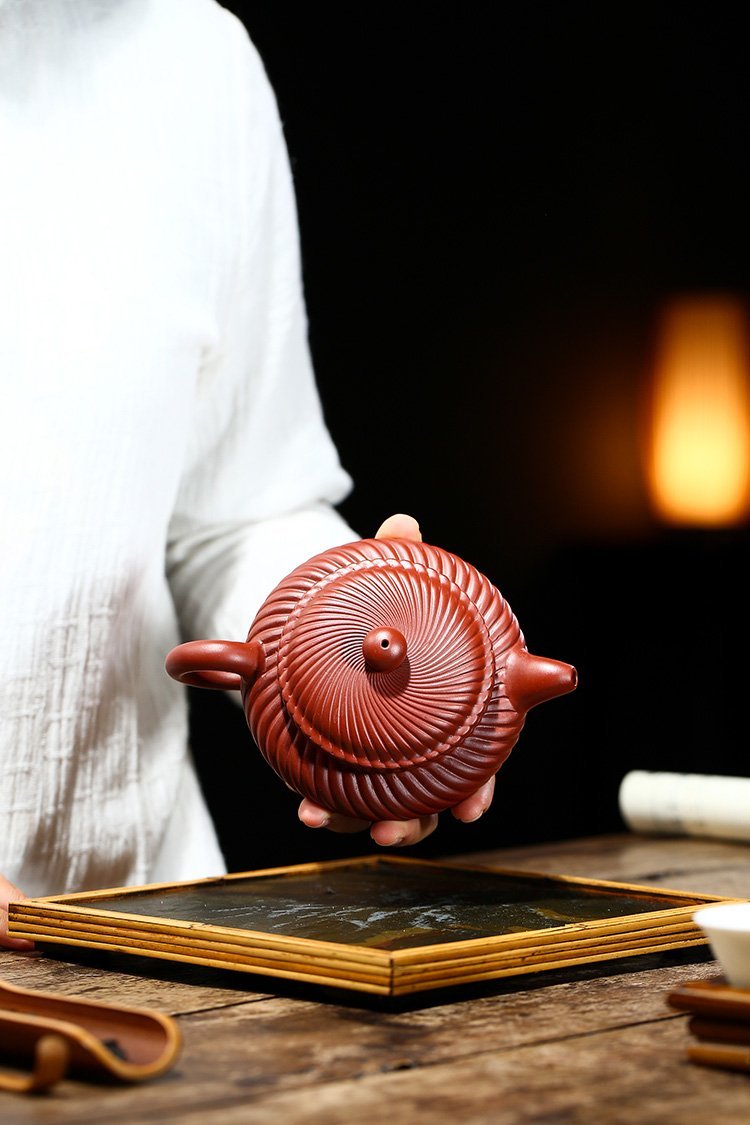 Handmade Yixing Teapot 220cc Purple Clay Zisha Pot Red Clay Antique Tea Pot