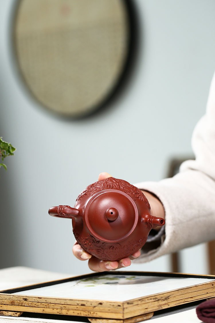 Handmade Yixing Teapot 230cc Purple Clay Zisha Pot 2 Dragons Red Clay Tea Pot