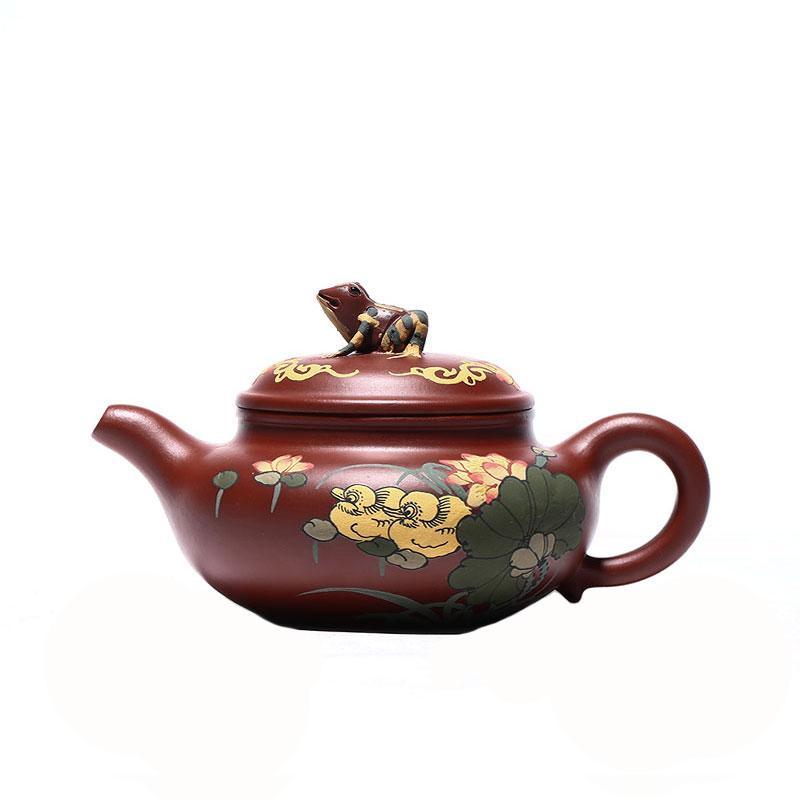 Handmade Yixing Teapot 240cc Purple Clay Zisha Pot Frog Lotus Tea Pot