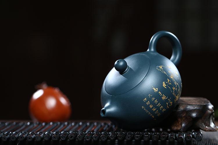 Handmade Yixing Teapot 240cc Purple Clay Zisha Pot Xishi Blue Clay Tea Pot