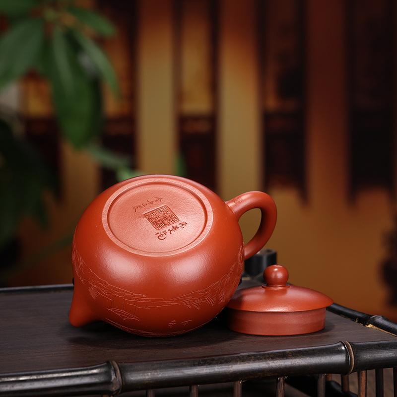 Handmade Yixing Teapot 280cc Purple Clay Zisha Pot Xishi Beauty Tea Pot Red Clay 9 Holes