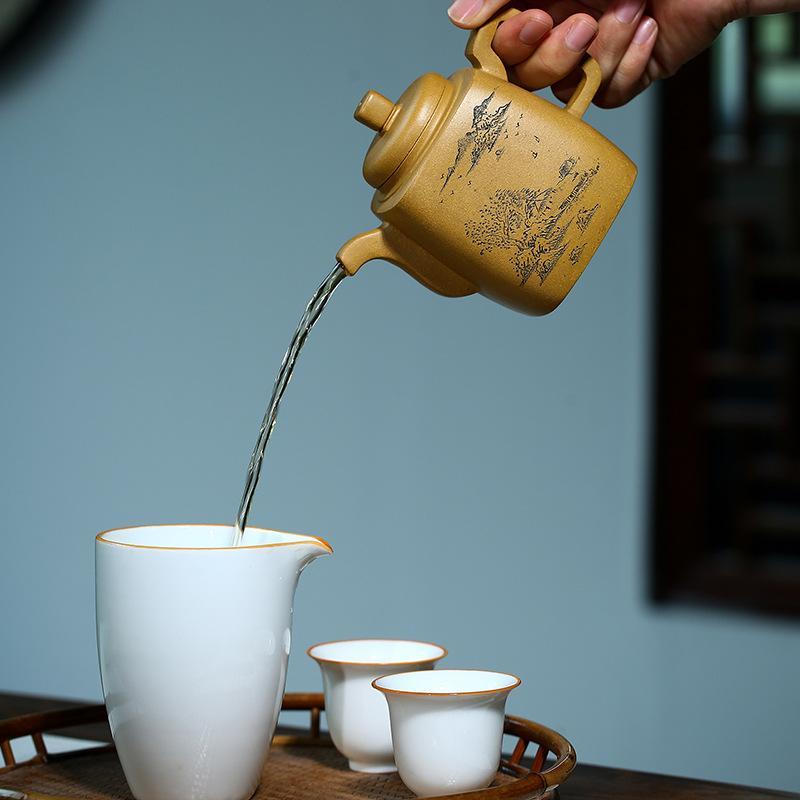 Handmade Yixing Teapot 280cc Purple Clay Zisha Pot Yellow Duan Clay Tea Pot