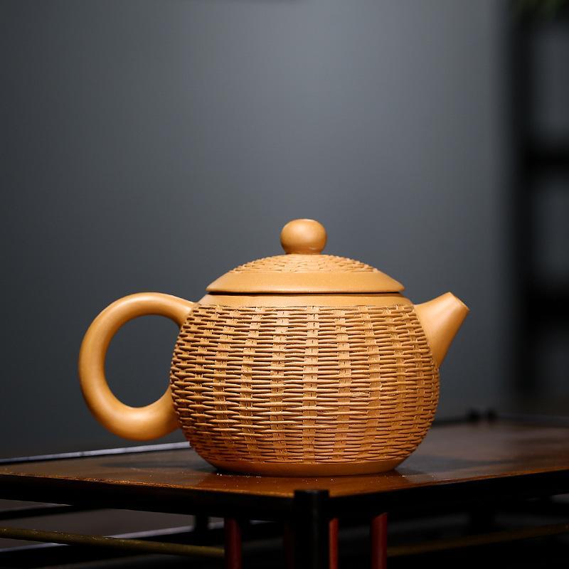 Handmade Yixing Teapot 300cc Purple Clay Zisha Pot Bamboo Xishi Tea Pot Duan Clay