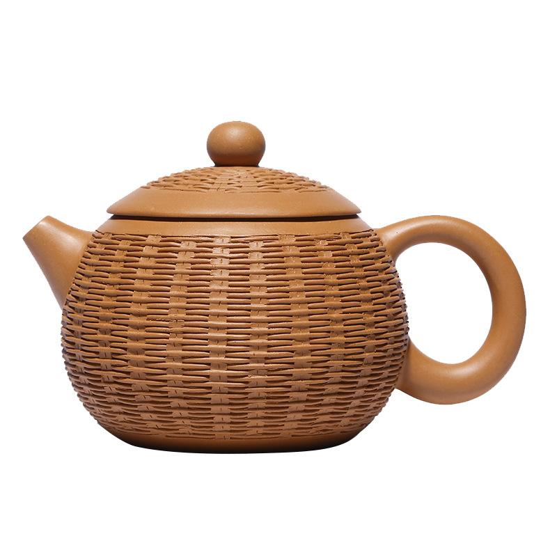 Handmade Yixing Teapot 300cc Purple Clay Zisha Pot Bamboo Xishi Tea Pot Duan Clay