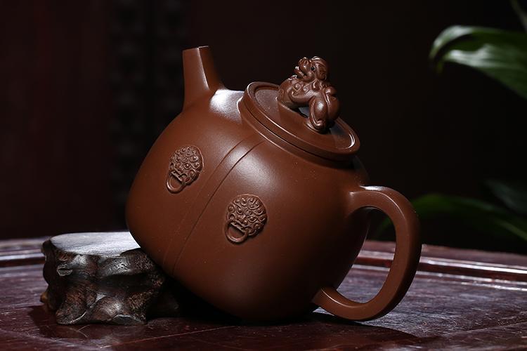 Handmade Yixing Teapot 300cc Purple Clay Zisha Pot Fu Pot 9 Holes
