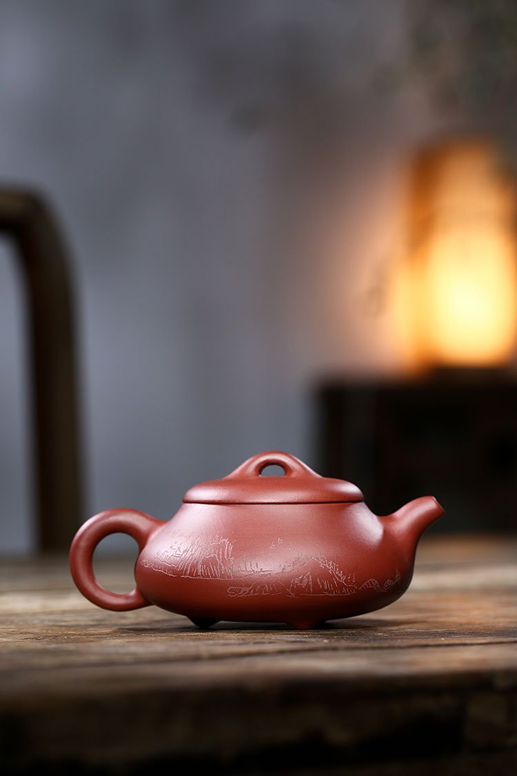 Handmade Yixing Teapot 310cc Purple Clay Zisha Pot 3 Legs Pan Tea Pot