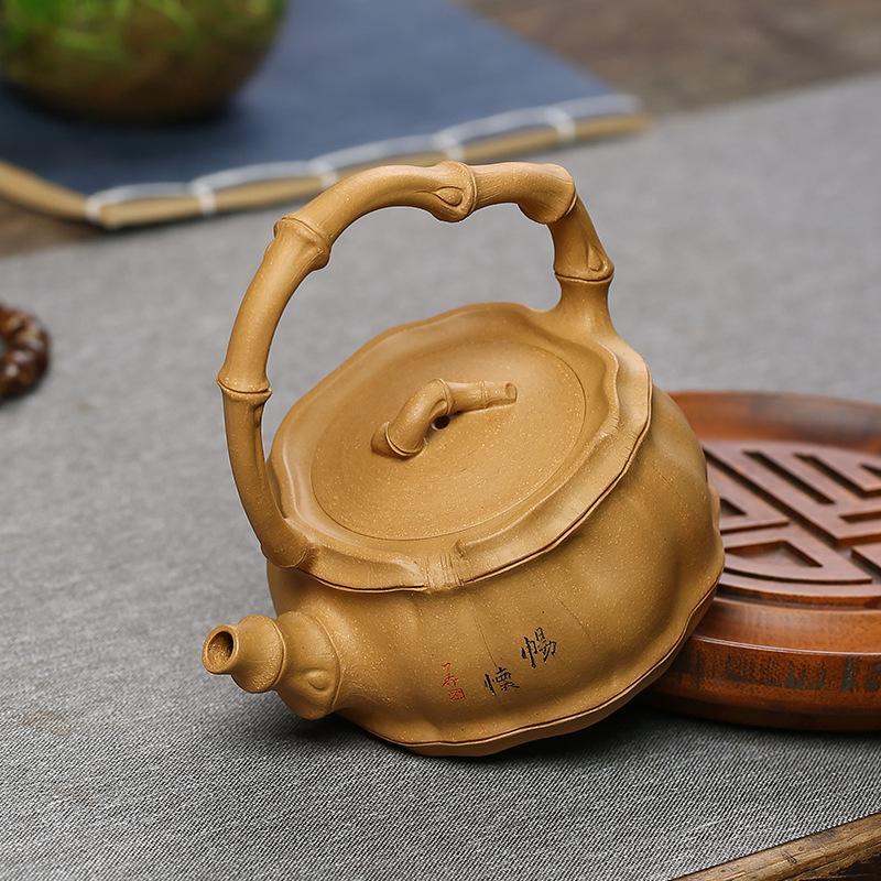 Handmade Yixing Teapot 320cc Purple Clay Zisha Pot With Handle Tea Pot Duan Clay