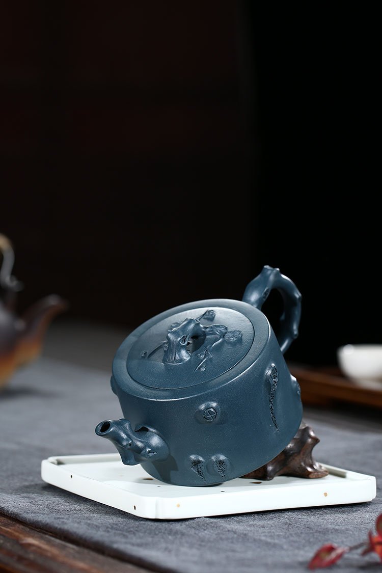 Handmade Yixing Teapot 360cc Purple Clay Zisha Pot Plum Blossom Blue Clay Tea Pot